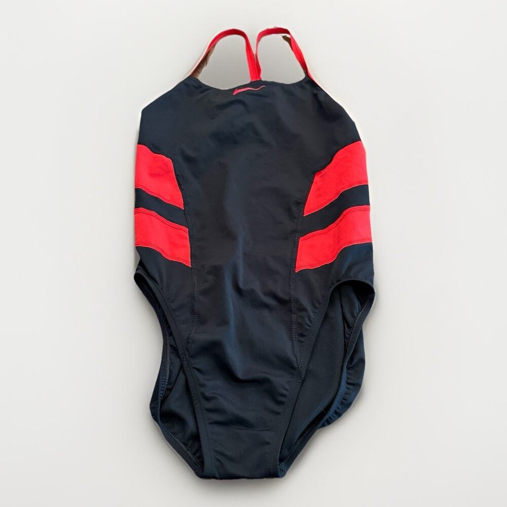 Nike Hydrastrong Womens Black Red One Piece Swimsuit Size 12